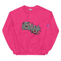 Pink unisex sweatshirt with floral and punk graphic, soft cotton blend for moms